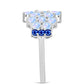 Inel din Argint 925 ( 3.17 grame ) cu Safir Albastru Australian și Piatra Lunii Curcubeu 3.21 Carate