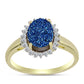 Inel din Argint 925 Placat cu Aur ( 2.59 grame ) cu Albastru Drusy și Topaz Alb 2.93 Carate