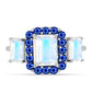 Inel din Argint 925 ( 3.03 grame ) cu Safir Albastru Australian și Piatra Lunii Curcubeu 3.6 Carate