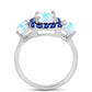 Inel din Argint 925 ( 3.03 grame ) cu Safir Albastru Australian și Piatra Lunii Curcubeu 3.6 Carate