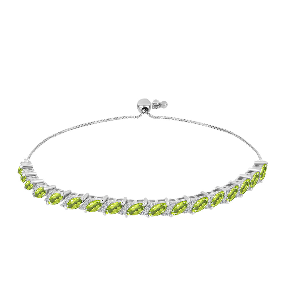 Brățară din Argint 925 ( 8.83 grame ) cu Peridot Changbai și Topaz Alb 4.86 Carate