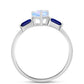 Inel din Argint 925 ( 1.77 grame ) cu Safir Albastru Australian și Piatra Lunii Curcubeu 1.35 Carate
