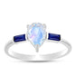 Inel din Argint 925 ( 1.77 grame ) cu Safir Albastru Australian și Piatra Lunii Curcubeu 1.35 Carate