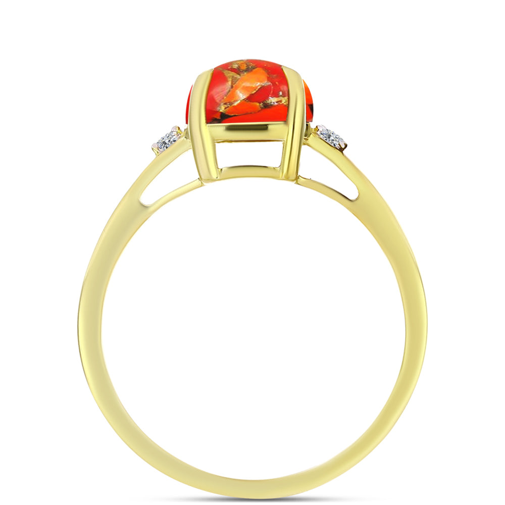 Inel din Argint 925 Placat cu Aur ( 2.5 grame ) cu Turcoaz Mohave și Topaz Alb 1.74 Carate