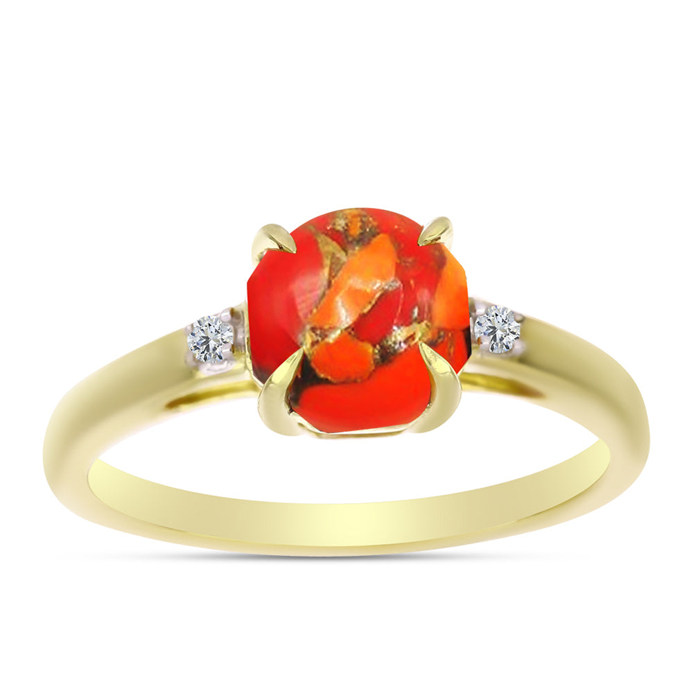 Inel din Argint 925 Placat cu Aur ( 2.5 grame ) cu Turcoaz Mohave și Topaz Alb 1.74 Carate