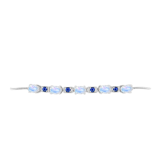 Brățară din Argint 925 ( 4.14 grame ) cu Safir Albastru Australian și Piatra Lunii Curcubeu 2.53 Carate