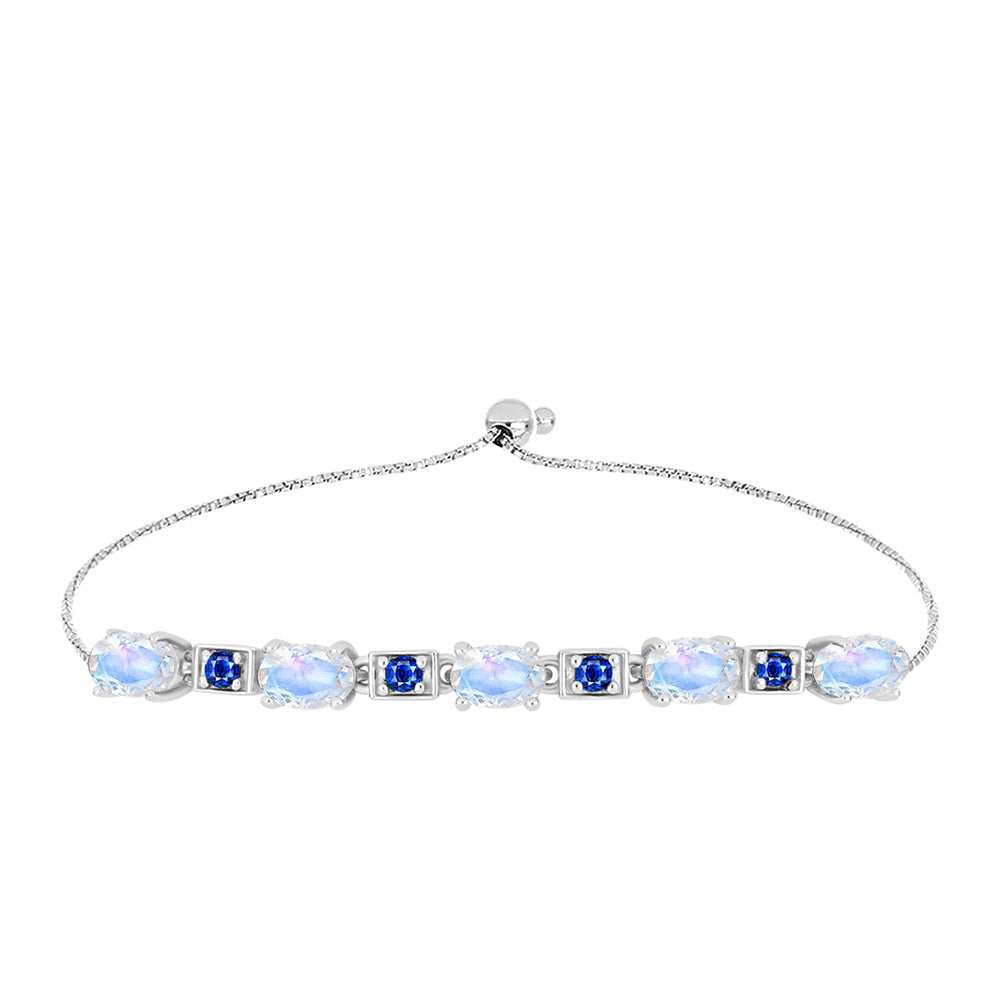 Brățară din Argint 925 ( 4.14 grame ) cu Safir Albastru Australian și Piatra Lunii Curcubeu 2.53 Carate