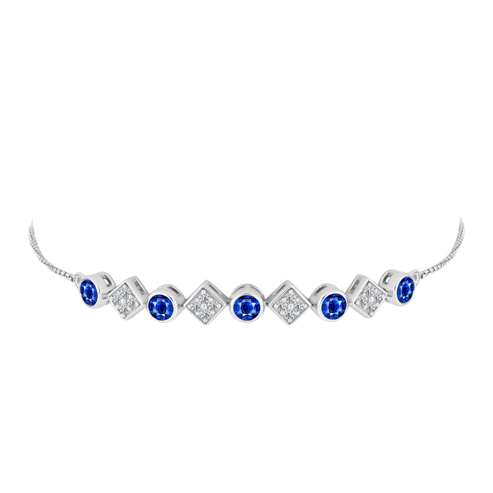 Brățară din Argint 925 ( 5.31 grame ) cu Safir Albastru Australian și Topaz Alb 2.43 Carate 2 