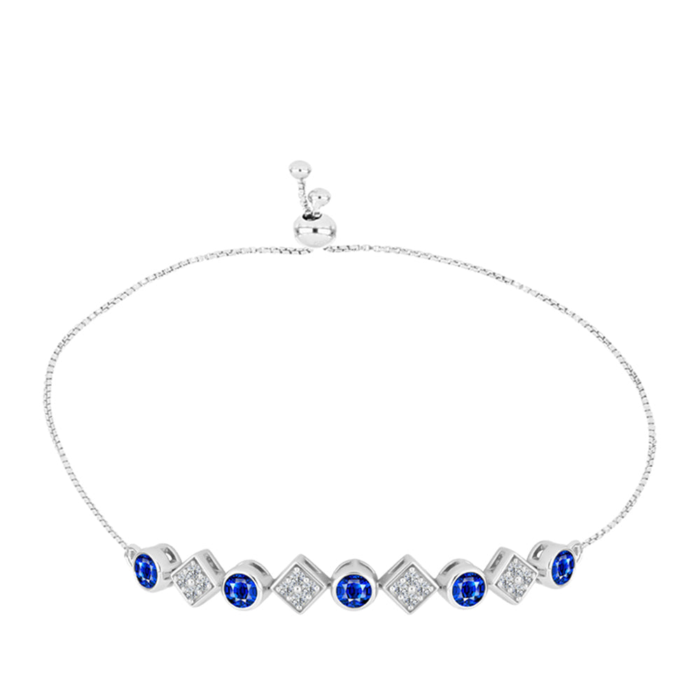 Brățară din Argint 925 ( 5.31 grame ) cu Safir Albastru Australian și Topaz Alb 2.43 Carate