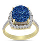 Inel din Argint 925 Placat cu Aur ( 3.93 grame ) cu Albastru Drusy și Topaz Alb 5.08 Carate