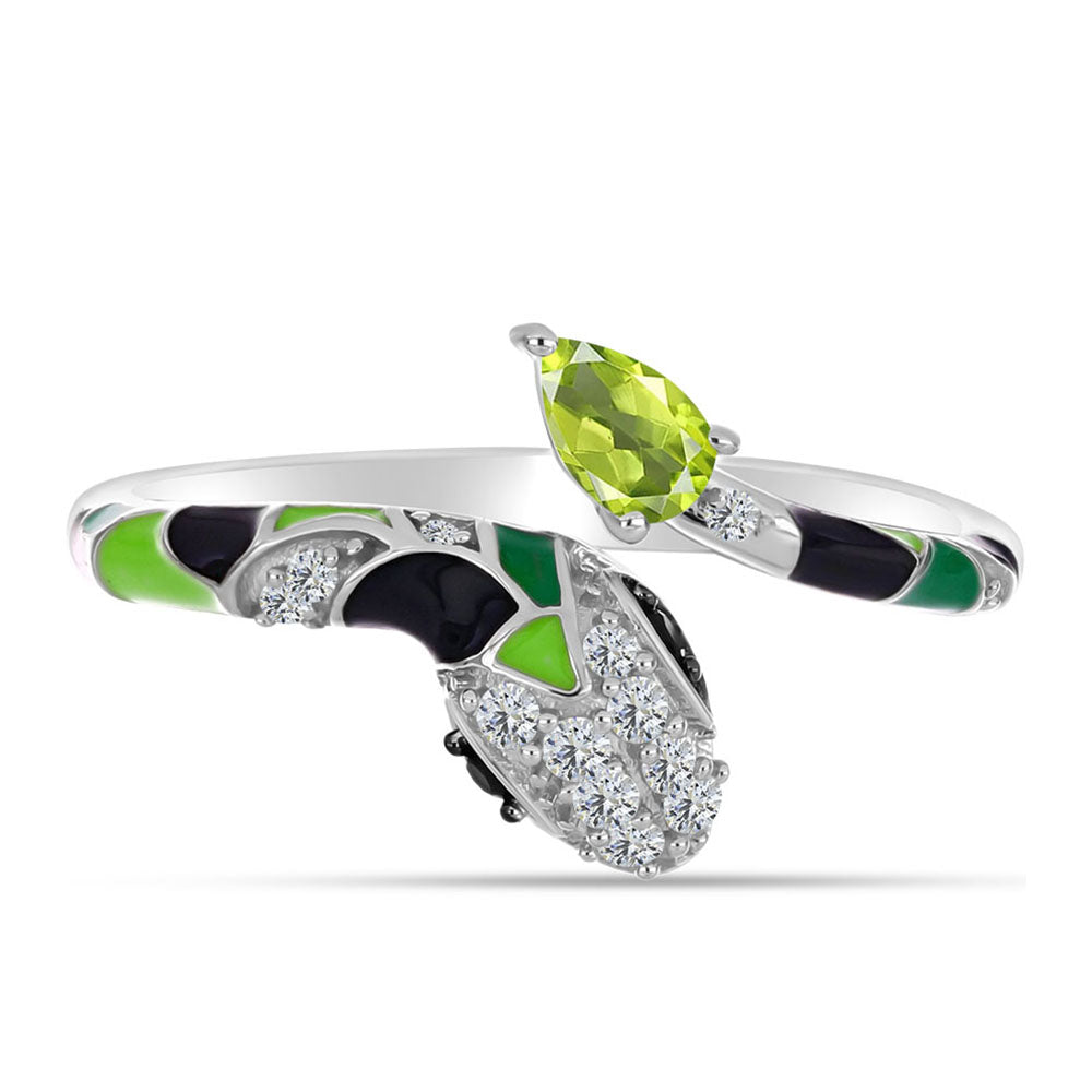 Inel din Argint 925 ( 2.39 grame ) cu Peridot Changbai și Spinel Negru 0.41 Carate