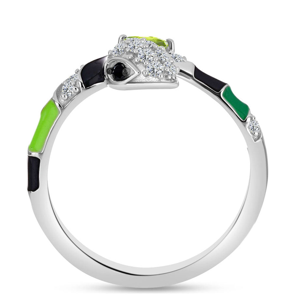 Inel din Argint 925 ( 2.39 grame ) cu Peridot Changbai și Spinel Negru 0.41 Carate