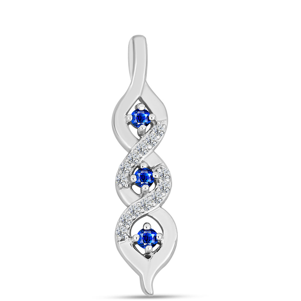 Pandantiv din Argint 925 ( 1.24 grame ) cu Safir Albastru Australian și Topaz Alb 0.27 Carate 1 