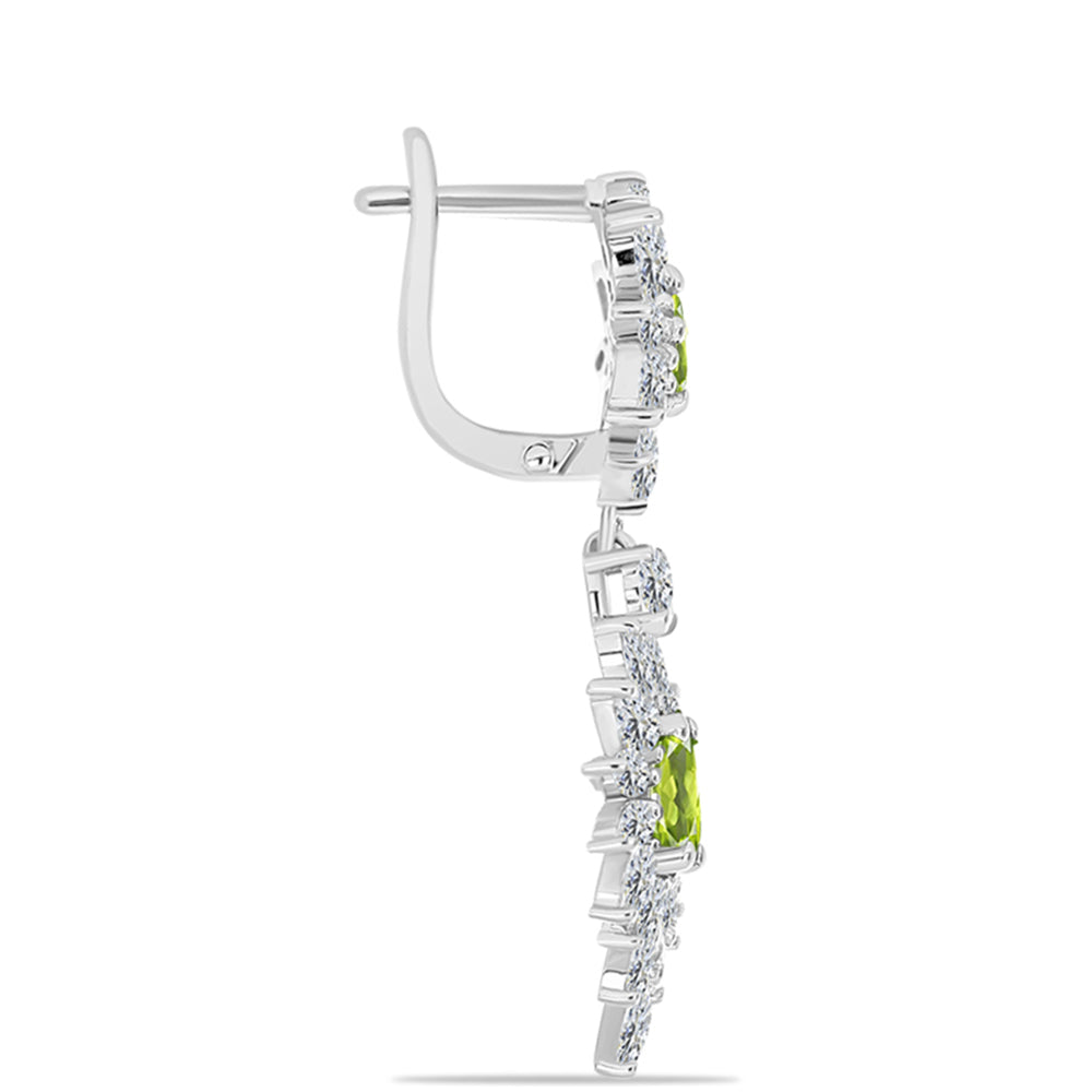 Cercei din Argint 925 ( 7.6 grame ) cu Peridot Changbai și Topaz Alb 7.87 Carate