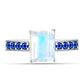 Inel din Argint 925 ( 2.72 grame ) cu Safir Albastru Australian și Piatra Lunii Curcubeu 2.74 Carate