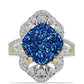 Inel din Argint 925 Placat cu Aur ( 4.33 grame ) cu Albastru Drusy și Topaz Alb 7.62 Carate