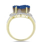 Inel din Argint 925 Placat cu Aur ( 4.33 grame ) cu Albastru Drusy și Topaz Alb 7.62 Carate