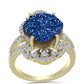 Inel din Argint 925 Placat cu Aur ( 4.33 grame ) cu Albastru Drusy și Topaz Alb 7.62 Carate