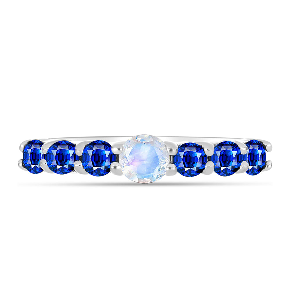 Inel din Argint 925 ( 2.5 grame ) cu Safir Albastru Australian și Piatra Lunii Curcubeu 1.31 Carate 1 
