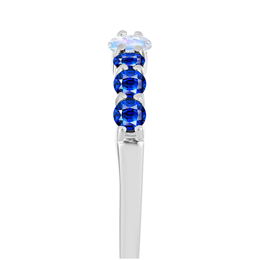 Inel din Argint 925 ( 2.5 grame ) cu Safir Albastru Australian și Piatra Lunii Curcubeu 1.31 Carate