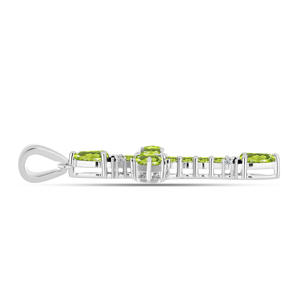 Cruce Pandantiv din Argint 925 ( 3.06 grame ) cu Peridot Changbai și Topaz Alb 2.9 Carate