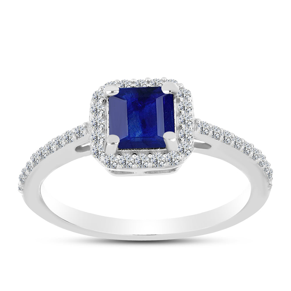 Inel din Argint 925 ( 2.37 grame ) cu Safir Albastru Australian și Topaz Alb 1.66 Carate 3 