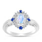 Inel din Argint 925 ( 3.61 grame ) cu Safir Albastru Australian și Piatra Lunii Curcubeu 1.2 Carate