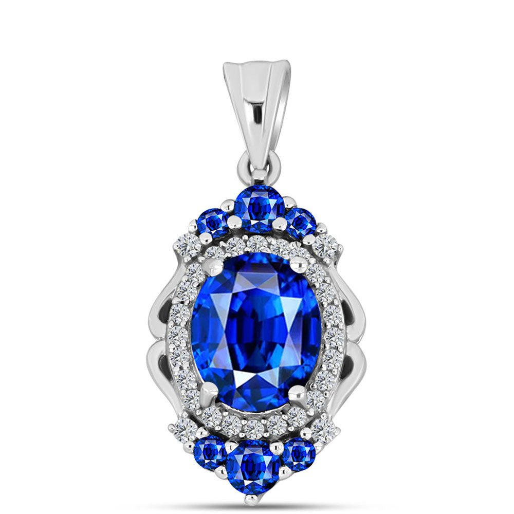 Pandantiv din Argint 925 ( 2.33 grame ) cu Safir Albastru Australian și Topaz Alb 4.71 Carate 1 