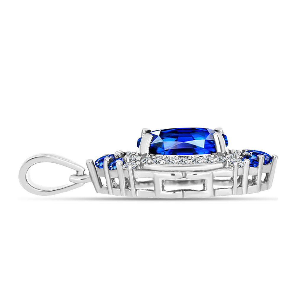 Pandantiv din Argint 925 ( 2.33 grame ) cu Safir Albastru Australian și Topaz Alb 4.71 Carate