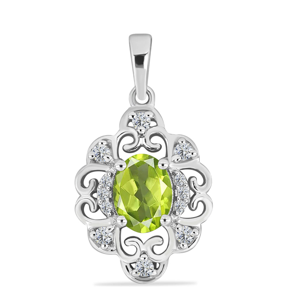 Pandantiv din Argint 925 ( 1.95 grame ) cu Peridot Changbai și Topaz Alb 1.58 Carate 1 