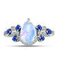 Inel din Argint 925 ( 3 grame ) cu Safir Albastru Australian și Piatra Lunii Curcubeu 2.21 Carate