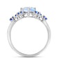 Inel din Argint 925 ( 3 grame ) cu Safir Albastru Australian și Piatra Lunii Curcubeu 2.21 Carate