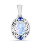 Pandantiv din Argint 925 ( 1.47 grame ) cu Safir Albastru Australian și Piatra Lunii Curcubeu 1.26 Carate