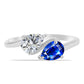 Inel din Argint 925 ( 1.94 grame ) cu Safir Albastru Australian și Topaz Alb 1.76 Carate