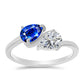 Inel din Argint 925 ( 1.94 grame ) cu Safir Albastru Australian și Topaz Alb 1.76 Carate