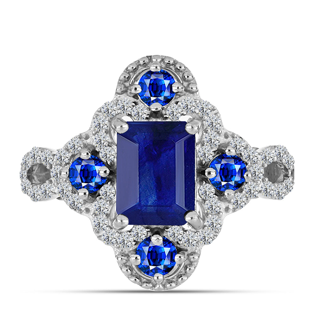 Inel din Argint 925 ( 3.31 grame ) cu Safir Albastru Australian și Topaz Alb 3.35 Carate 1 