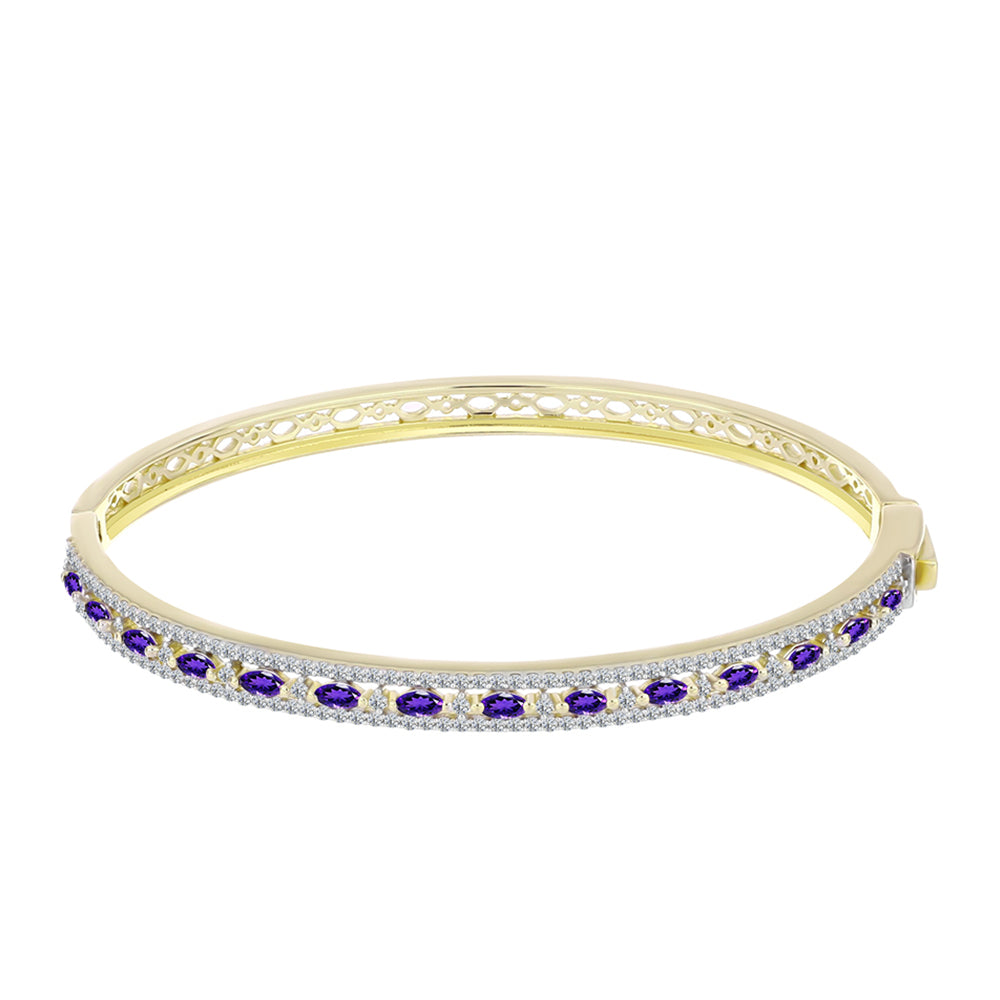 Brățară din Argint 925 Placat cu Aur ( 15.45 grame ) cu Ametist Marocan și Topaz Alb 2.52 Carate