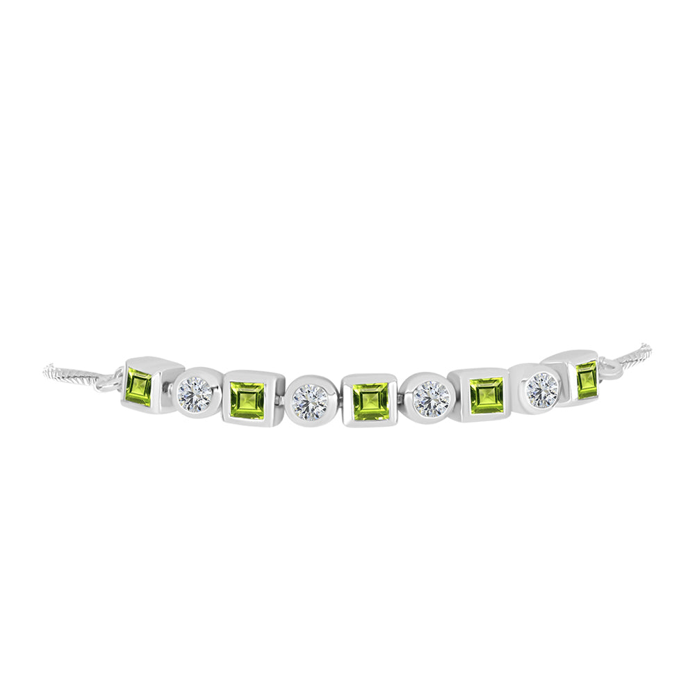 Brățară din Argint 925 ( 4.93 grame ) cu Peridot Changbai și Topaz Alb 1.47 Carate 2 