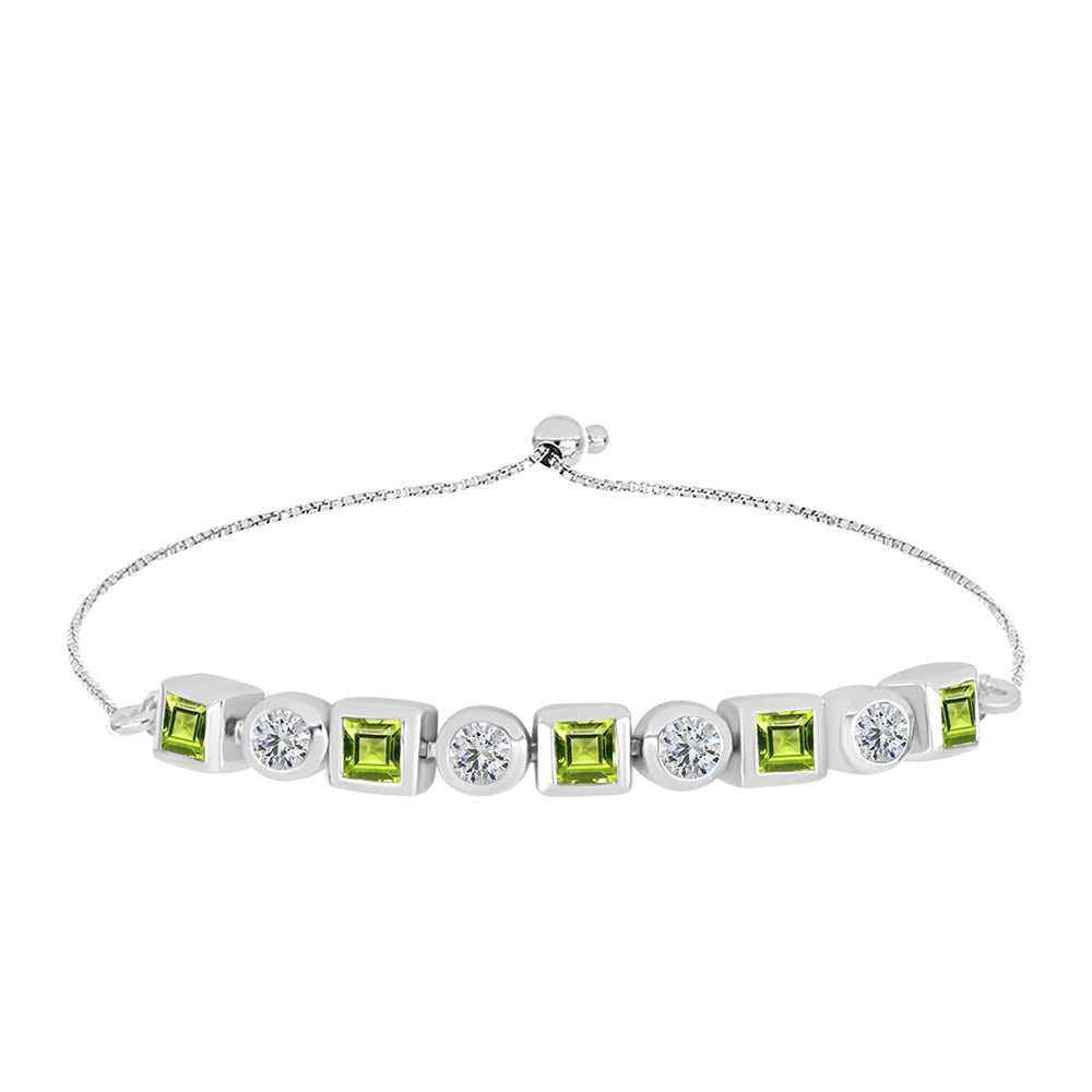 Brățară din Argint 925 ( 4.93 grame ) cu Peridot Changbai și Topaz Alb 1.47 Carate 1 