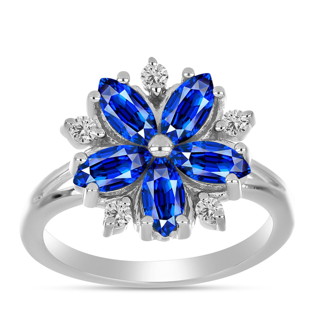 Inel din Argint 925 ( 2.93 grame ) cu Safir Albastru Australian și Topaz Alb 2.1 Carate 3 