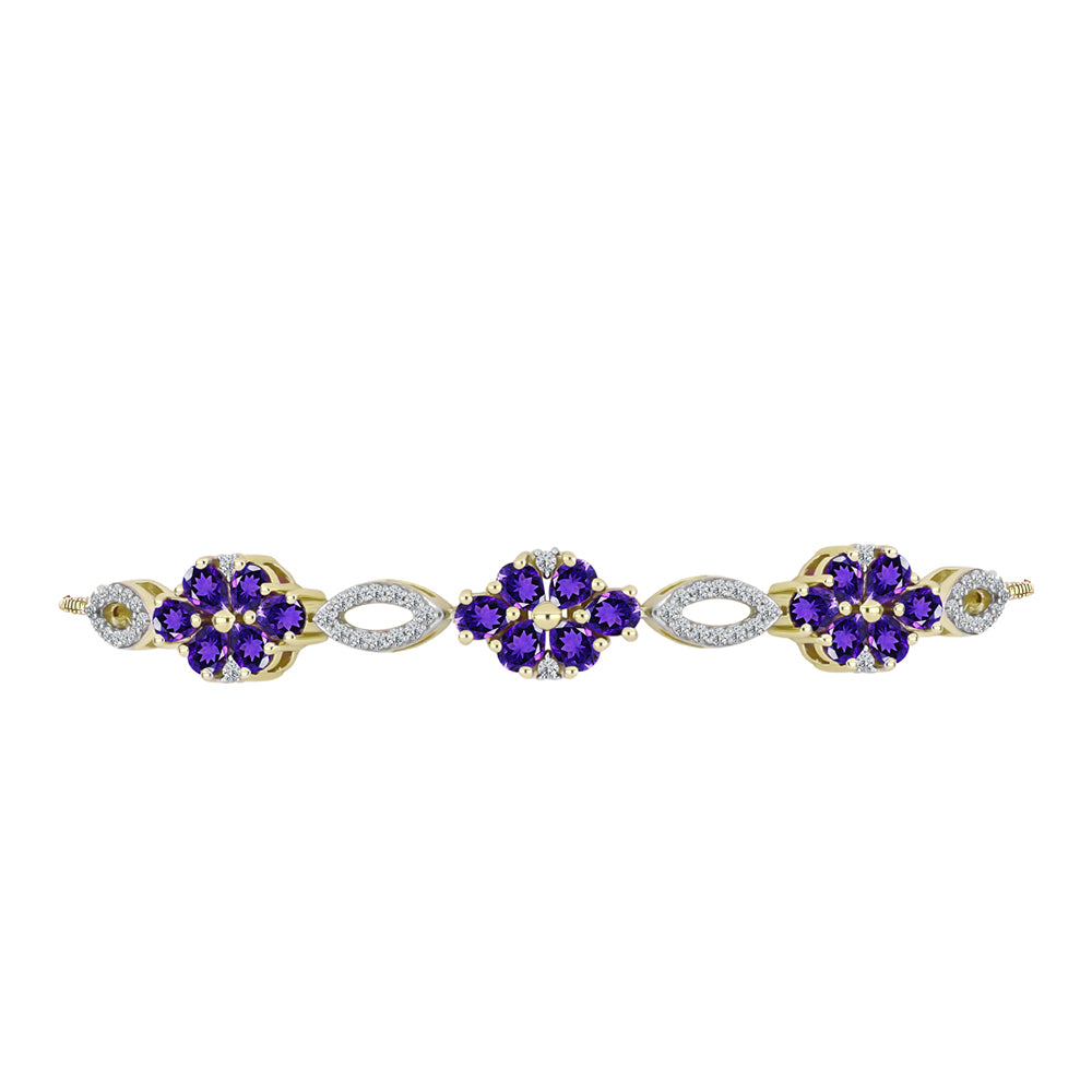 Brățară din Argint 925 Placat cu Aur ( 6.67 grame ) cu Ametist Marocan și Topaz Alb 3.13 Carate