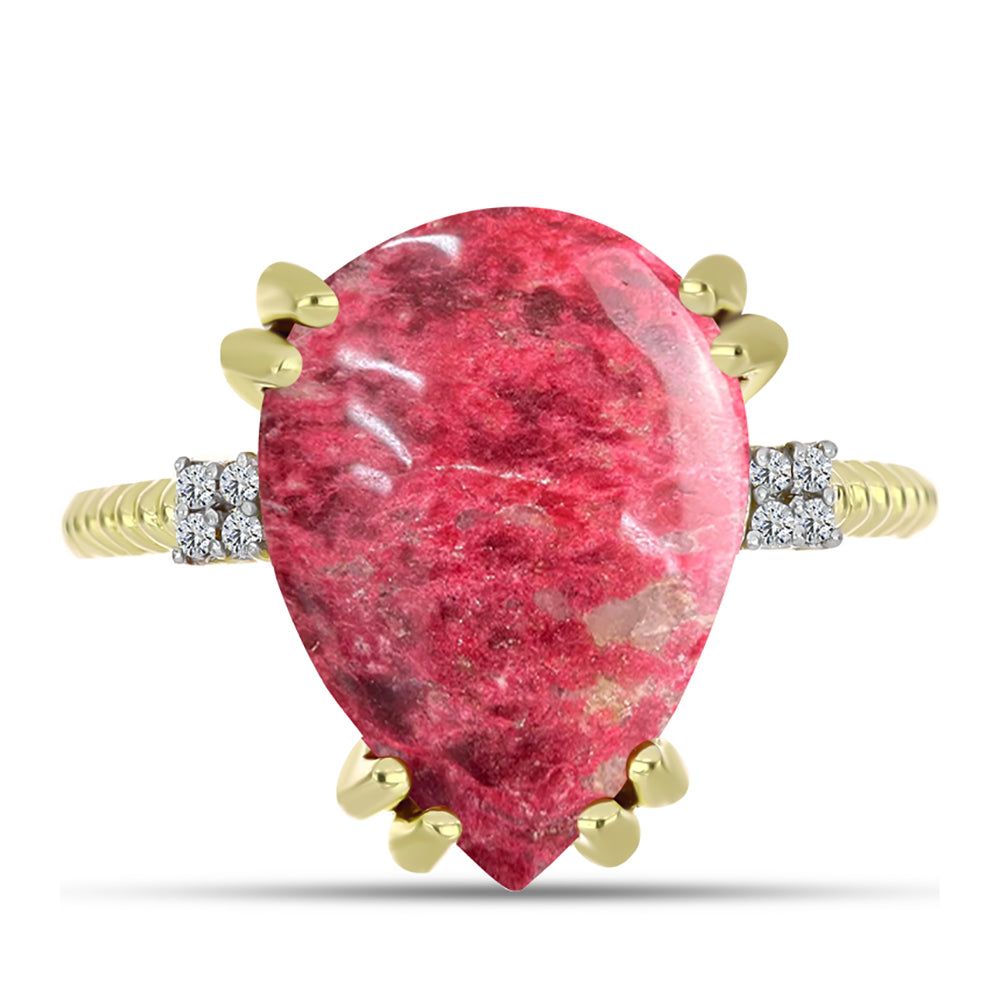 Inel din Argint 925 Placat cu Aur ( 2.69 grame ) cu Thulit și Topaz Alb 10.83 Carate 1 