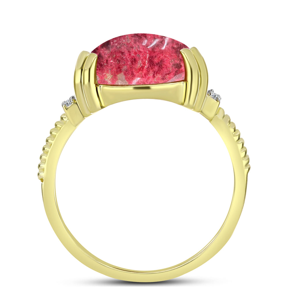 Inel din Argint 925 Placat cu Aur ( 2.69 grame ) cu Thulit și Topaz Alb 10.83 Carate 2 
