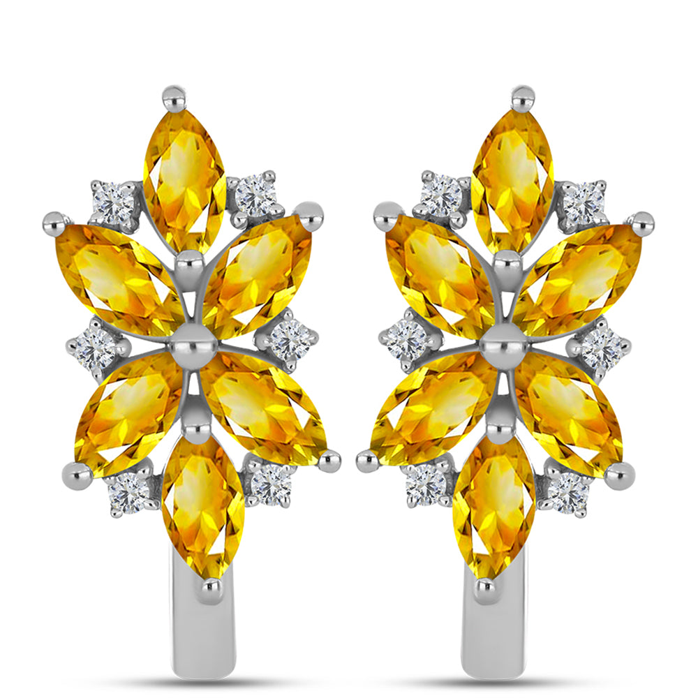 Cercei din Argint 925 ( 5.41 grame ) cu Citrin Ural și Topaz Alb 2.89 Carate