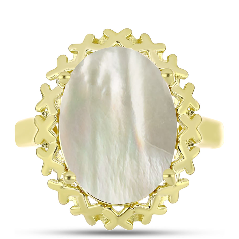 Inel din Argint 925 Placat cu Aur ( 4.04 grame ) cu Sidef 5.29 Carate