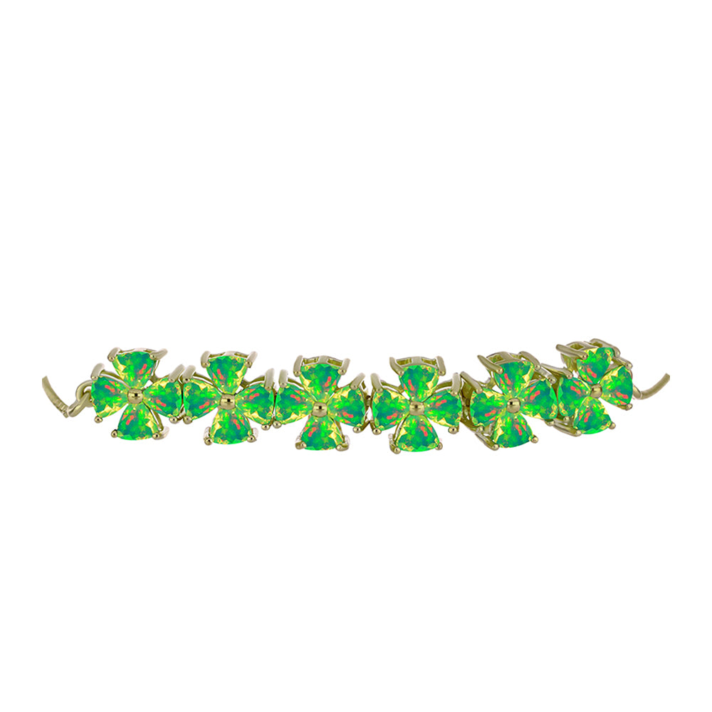 Brățară din Argint 925 Placat cu Aur ( 6.42 grame ) cu Opal Verde Etiopian Lega Dembi 3.21 Carate