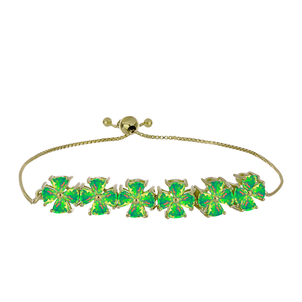 Brățară din Argint 925 Placat cu Aur ( 6.42 grame ) cu Opal Verde Etiopian Lega Dembi 3.21 Carate 1 