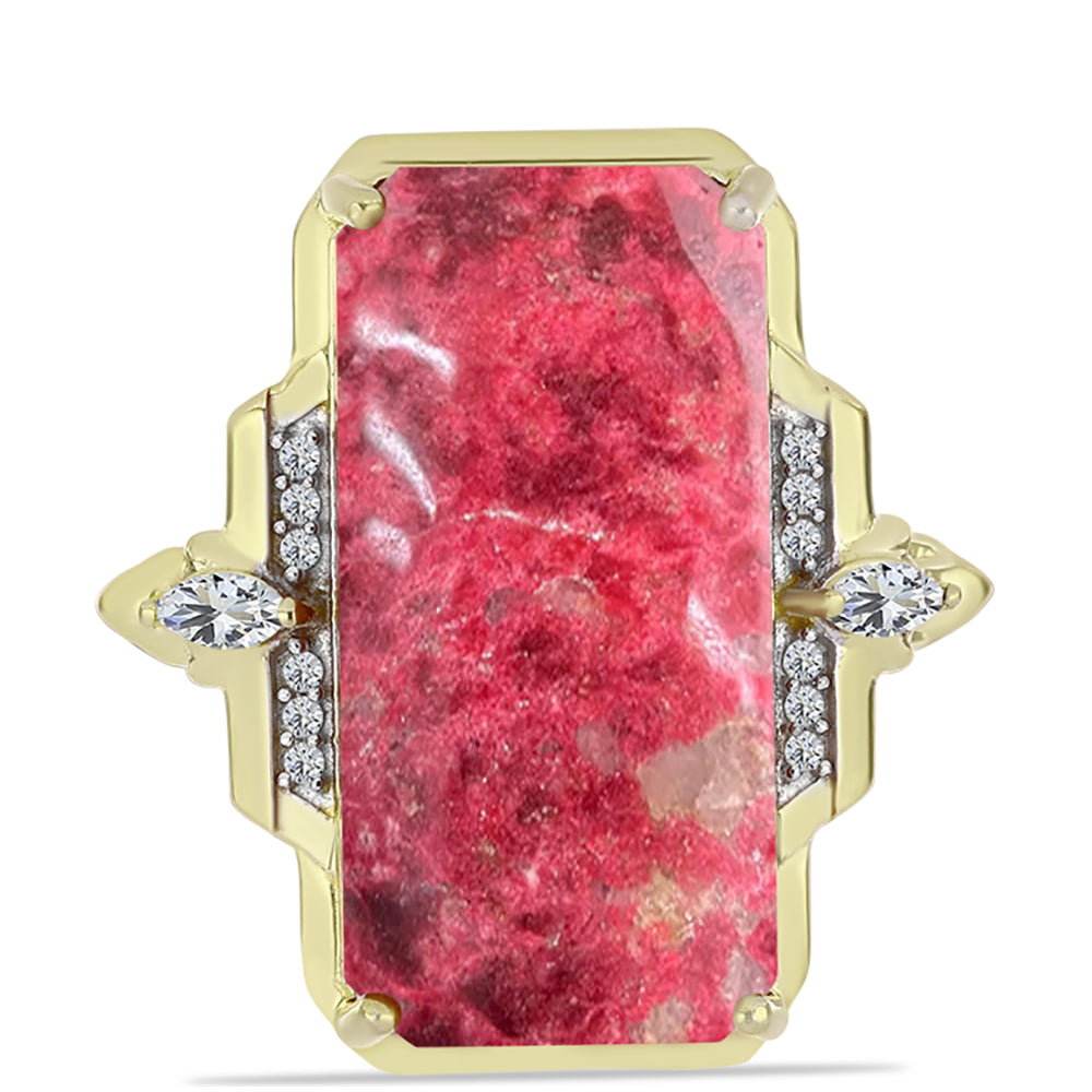 Inel din Argint 925 Placat cu Aur ( 5.21 grame ) cu Thulit și Topaz Alb 17.6 Carate 1 