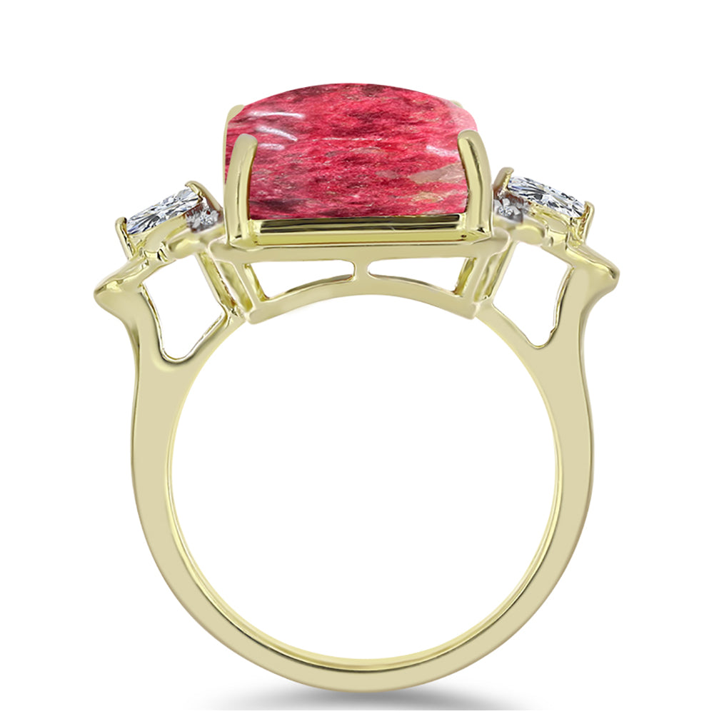 Inel din Argint 925 Placat cu Aur ( 5.21 grame ) cu Thulit și Topaz Alb 17.6 Carate 2 