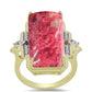 Inel din Argint 925 Placat cu Aur ( 5.21 grame ) cu Thulit și Topaz Alb 17.6 Carate